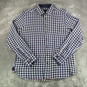 Hammer Made Shirt Mens L 16.5 Blue White Gingham Check Button Up Cotton Dress